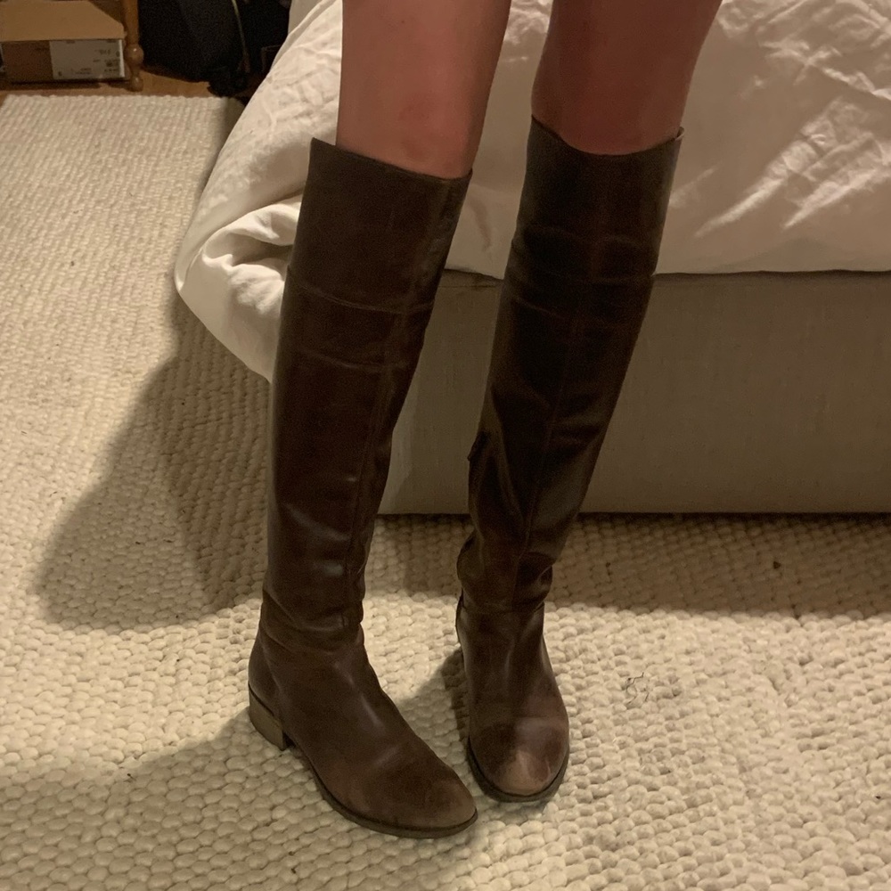 Charles David Brown Leather Knee High Boots - 8.5